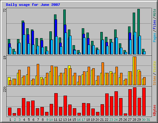 Daily usage for June 2007