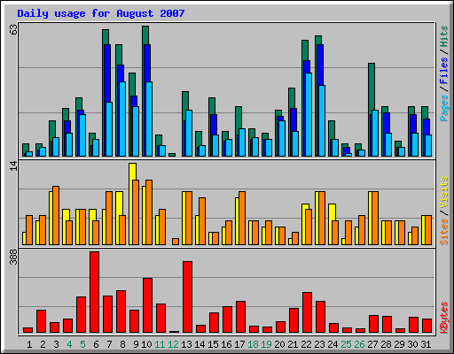 Daily usage for August 2007