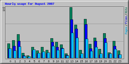 Hourly usage for August 2007