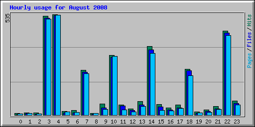 Hourly usage for August 2008